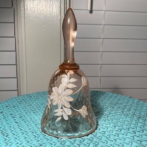 Fenton Pink Flower Bell, Signed Jackie D.